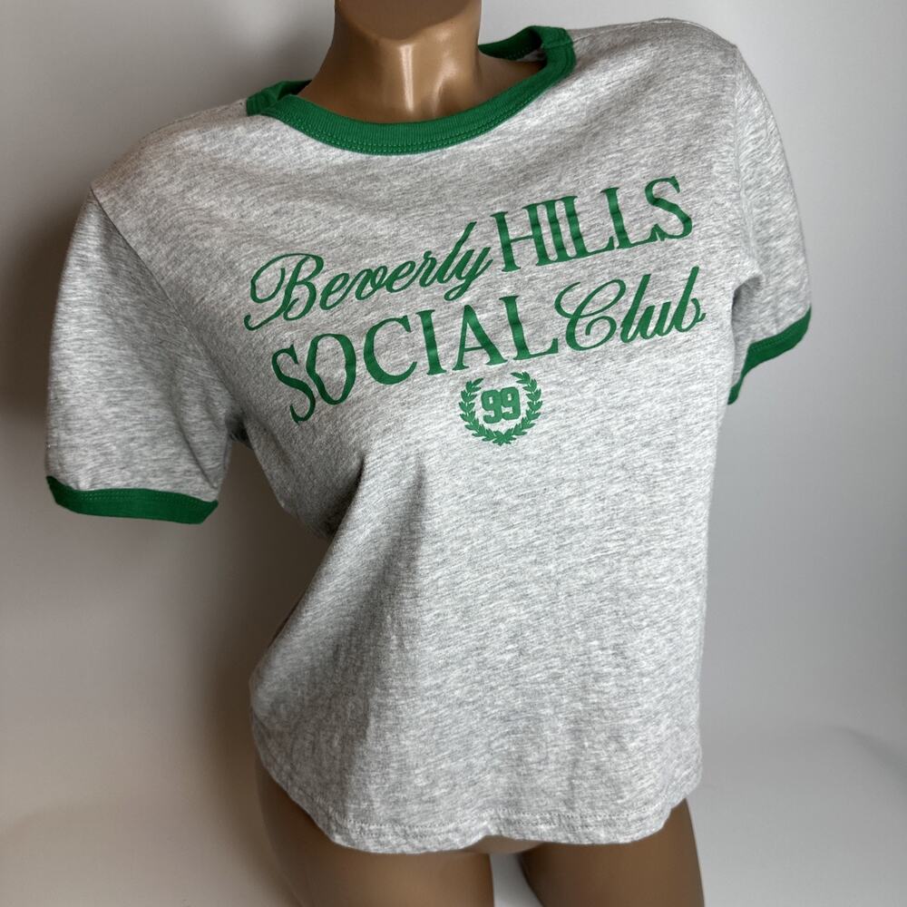 Mighty Fine Mens Medium M Beverly Hills Social Club Gray Green Retro Graphic Tee